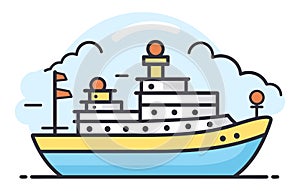 ships in the ocean with a seagull vector, ships water transport vector illustration