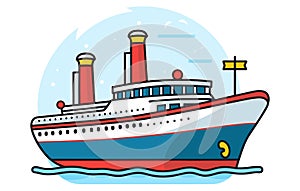 ships in the ocean with a seagull vector, ships water transport vector illustration