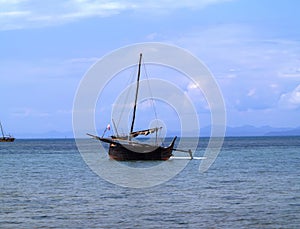 Ships in a picturesque bay Indian Ocean, Nosi Be, Madagascar