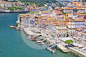 Ships on river Duoro in the city of Porto