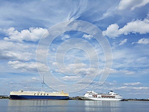 The Ships in River Thames at Gravesend, England, UK