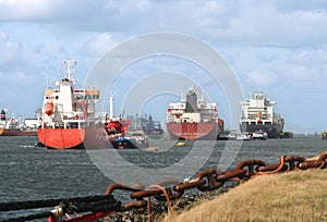 Ships in Rotterdam Harbor