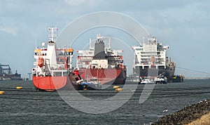 Ships in Rotterdam Harbor photo