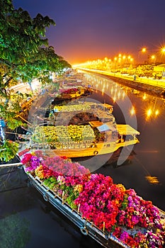 Ships at Saigon Flower Market at Tet, Vietnam photo