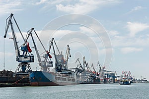 Ships in Sea port with cranes