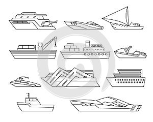 Ships at sea, shipping boats, ocean transport vector