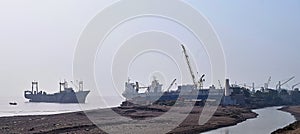 Ships, Seashore, and Bay - Largest Ship Breaking Yard - Shipyard -- Alang, Gujarat, India