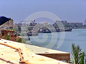 Ships on the Shatt al-Arab River in Basra photo