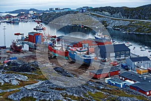 Ships on the shipyard in Nuuk.
