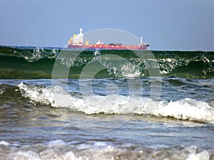 Ships and storm in the port of Ashdod. Israel.