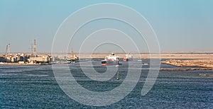 Ships in the Suez Canal photo