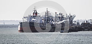 Ships unloading at Fawley refinery