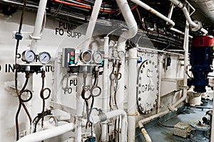 Ships valves, main engine - engineering interior
