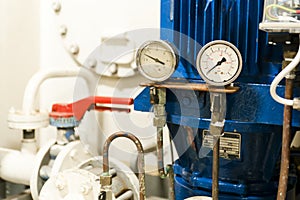 Ships valves, main engine - engineering interior.