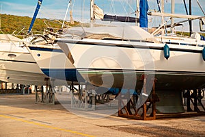 Ships are waiting for repairs in dockyard