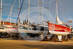 Ships are waiting for repairs in dockyard