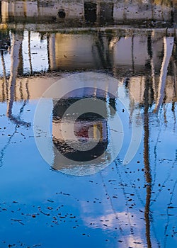 Ships water reflection at ushuaia port