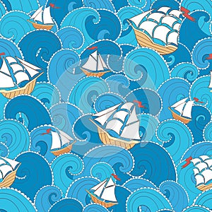 Ships and waves pattern