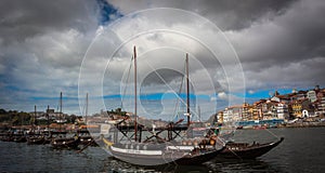 ships of wineries on the banks of the river duero