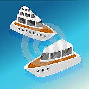 Ships yachts boats isometric icons set vector illustration