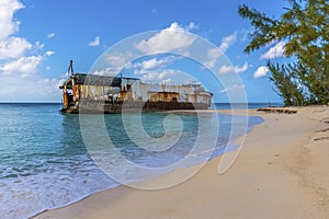 A shipwreck abandoned on Governors beach on Grand Turk