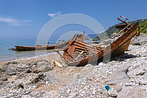 Shipwreck in Agios Gordios, Corfu Island, Greece