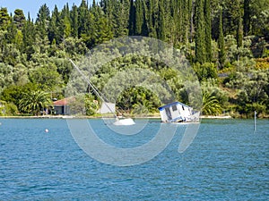 Shipwreck in the bay at Nidri Greece