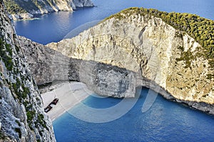 Shipwreck bay zakynthos, beach ship in Greece