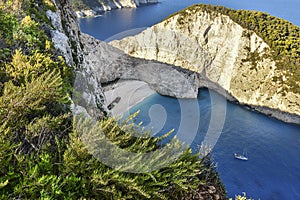 Shipwreck bay zakynthos, beach ship in Greece