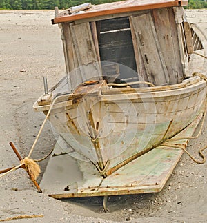 Shipwreck on the beach.