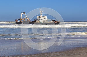 Shipwreck on a beach, Skeleton Coast