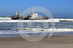 Shipwreck on a beach, Skeleton Coast