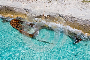 Shipwreck on the Caribbean Shores of Bimini Island, The Bahamas