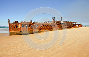 Shipwreck on the coast of Fraser Island photo