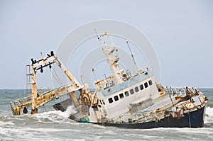 Shipwreck on coast, Namibia
