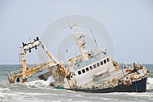 Shipwreck on coast, Namibia photo