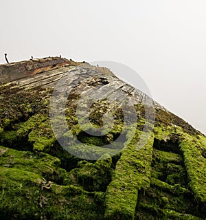 Shipwreck detail at Newburgh beach in the mist Scotland