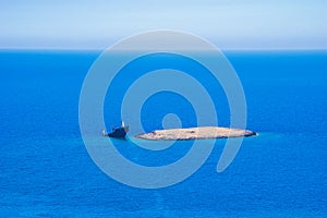 Shipwreck at Diakofti in Kythera island in Greece.