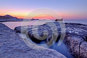 Shipwreck at dusk, Sarakiniko, Milos island,Greece