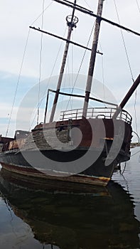 Shipwreck Ghost ship on the rocks