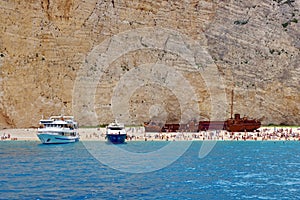 Navagio Beach - Zakynthos Island, landmark attraction in Greece. Ionian Sea. Seascape