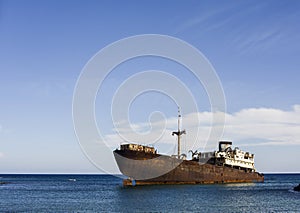 Shipwreck near Arrecife harbor, Lanzarote, Spain
