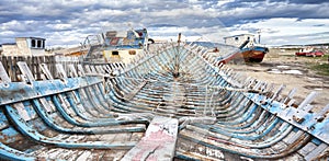 Shipwreck on Old Boat Scrap Yard.