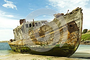 Shipwreck of an old wooden ship, New Island, Falkland Islands photo