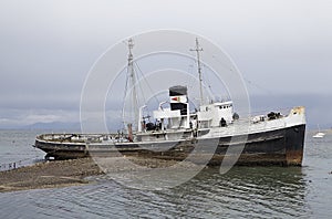 Shipwreck in the port of Ushuaia, Argentina photo