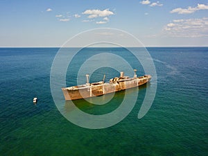 Shipwreck Romania MV E Evangelia drone