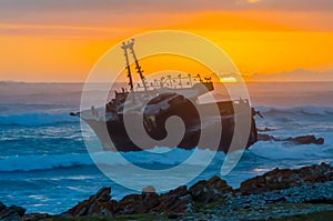 Shipwreck at sunset