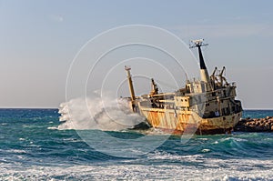 Shipwrecks in the sea with Cyprus