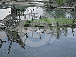 Shipwrecks of typical venetian boat called burci