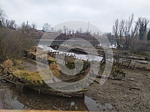 Shipwrecks of typical venetian boat called burci